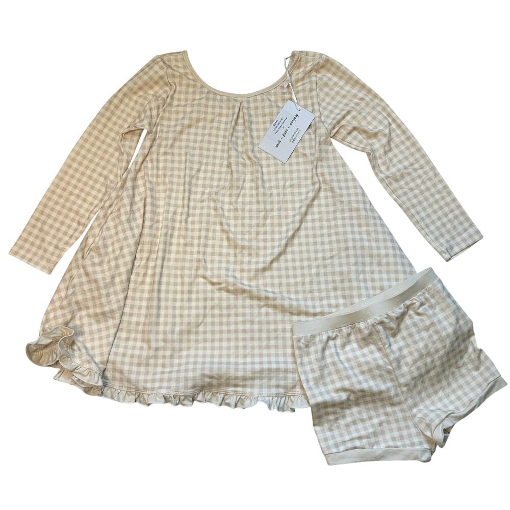 NWT Omi Jo Well Dressed Wolf Vanilla Milk Gingham House Dress Set Size 5